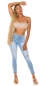 Preview: Sexy Push Up Skinny Jeans mit Used-Effekten - light blue