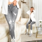 Preview: Moderne Skinny-Jeans im Used-Look - anthrazit