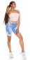 Preview: High Waist Capri-Jeans mit Spitzen-Verzierung - blue washed