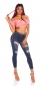 Preview: Sexy Used-Jeans im Highwaist-Look - dark blue