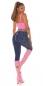 Preview: High Waist Skinny Jeans mit Stern-Verzierung - blue washed
