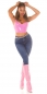 Preview: High Waist Skinny Jeans mit Stern-Verzierung - blue washed