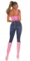 Preview: High Waist Skinny Jeans mit Stern-Verzierung - blue washed