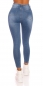 Preview: High Waist-Jeans mit diagonalier Knopfleiste in blue washed
