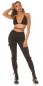 Preview: Moderne Cargo Jeans Hose in schwarz