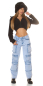 Preview: Hippe High Waist Cargo Jeans im lässiger Schnittform - light blue