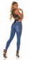 Preview: High Waist Jeans mit Strass-Verzierung - jeansblau