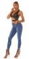 Preview: High Waist Jeans mit Strass-Verzierung - jeansblau