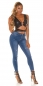 Preview: High Waist Jeans mit Strass-Verzierung - jeansblau
