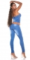 Preview: Sexy Bandeau-Jeansoverall mit Gürtel - blue washed