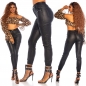 Preview: Sexy Lederlook-Hose im Cargo-Design - schwarz