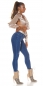 Preview: High Waist Push Up Jeans im dezenten used Look - jeansblau