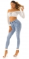 Preview: High Waist Push Up Jeans im dezenten destroyed Look - acid blue
