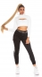 Preview: Moderne Cargo-Jeans mit seitlichen Pattentaschen - schwarz