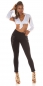 Preview: Stretch Jeans mit dezenter Strass-Verzierung - schwarz
