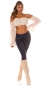 Preview: Skinny- Hüftjeans mit Zier-Zippern und Glitzernieten - dark blue