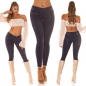 Preview: Skinny- Hüftjeans mit Zier-Zippern und Glitzernieten - dark blue