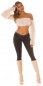 Preview: Skinny- Hüftjeans mit Zier-Zippern und Glitzernieten - schwarz