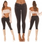 Preview: Skinny- Hüftjeans mit Zier-Zippern und Glitzernieten - schwarz