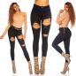 Preview: Sexy Slim Fit Vintage-Jeans in schwarz
