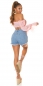 Preview: Modische Damen Jeans-Shorts im Used-Look - blue washed