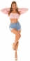 Preview: Modische Damen Jeans-Shorts im Used-Look - blue washed