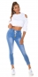 Preview: Moderne Stretch-Jeans mit Elastikbund und Bindebändchen - bluewashed