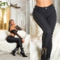 Preview: Sexy Stretch-Hose mit raffinierten Schnürrung - schwarz