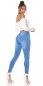Preview: High Waist Skinny Jeans mit modischer Schleifen-Verzierung - blue washed