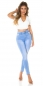 Preview: High Waist Stretch Jeans mit doppelten Bund - light blue