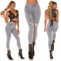 Preview: Sexy Skinny-Jeans im Used Look - light grey