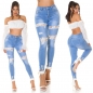 Preview: Destroyed Jeans im mit Spitzen-Einsätzen - blue washed