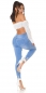 Preview: Destroyed Jeans im mit Spitzen-Einsätzen - blue washed
