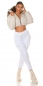 Preview: Moderne Damen High Waist Cargo Jeans Hose in weiß