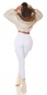 Preview: Moderne Damen High Waist Cargo Jeans Hose in weiß