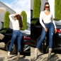 Preview: High Waist Skinny Jeans im Destroyed-Look - blue washed