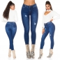 Preview: High Waist Skinny Jeans im Destroyed-Look - blue washed
