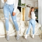 Preview: Sexy Skinny-Jeans im Used Look mit Strass Herz - light blue