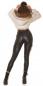 Preview: Sexy Lederlook-Hose im Cargo-Design - schwarz