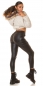 Preview: Sexy Lederlook-Hose im Cargo-Design - schwarz