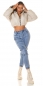 Preview: High Waist Jeans im Cargo-Design mit Pattentaschen - blue washed