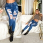 Preview: High Waist Stretch-Jeans im Used-Look - blue washed