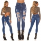 Preview: High Waist Stretch-Jeans im Used-Look - blue washed