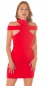 Preview: Elegantes Minikleid mit Stehkragen und Cut-Outs - rot