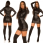 Preview: Kunstleder-Minikleid im sexy Wetlook - schwarz