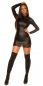 Preview: Kunstleder-Minikleid im sexy Wetlook - schwarz