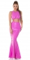 Preview: Maxirock im Latex-Look mit sexy Schlitz in pink