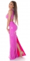 Preview: Maxirock im Latex-Look mit sexy Schlitz in pink