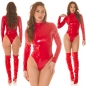 Preview: Glänzender Body im sexy Latex-Look - rot