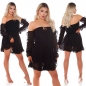 Preview: Süsses Babydoll-Minikleid aus zarten Chiffon - schwarz